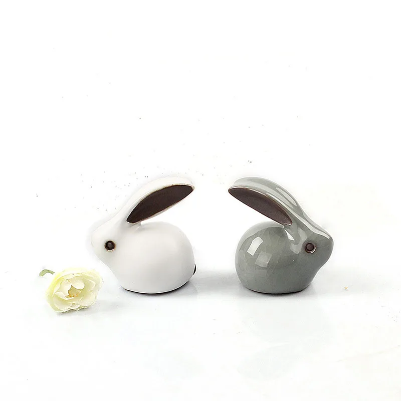 

Ceramic rabbit Kung Fu tea statue tea pet favor feng shui Chinese traditional craft gift cute animal white green home decor