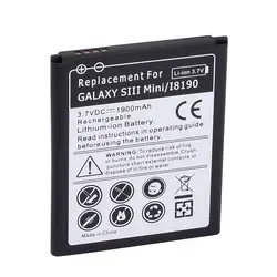 1 шт. 3.7 В 1900 мАч телефон замена коммерческих Batteria для Samsung Galaxy S3 Mini i8190 I8160 телефон резервного аккумуляторная Батарея