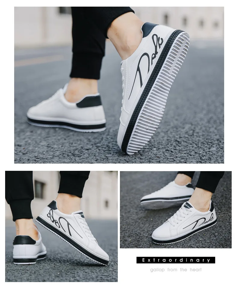 New Spring Autumn Men's Casual Shoes Hot-sale Classic White Sports Trainers Shoes Genuine Leather Men Skateboard Shoes T35