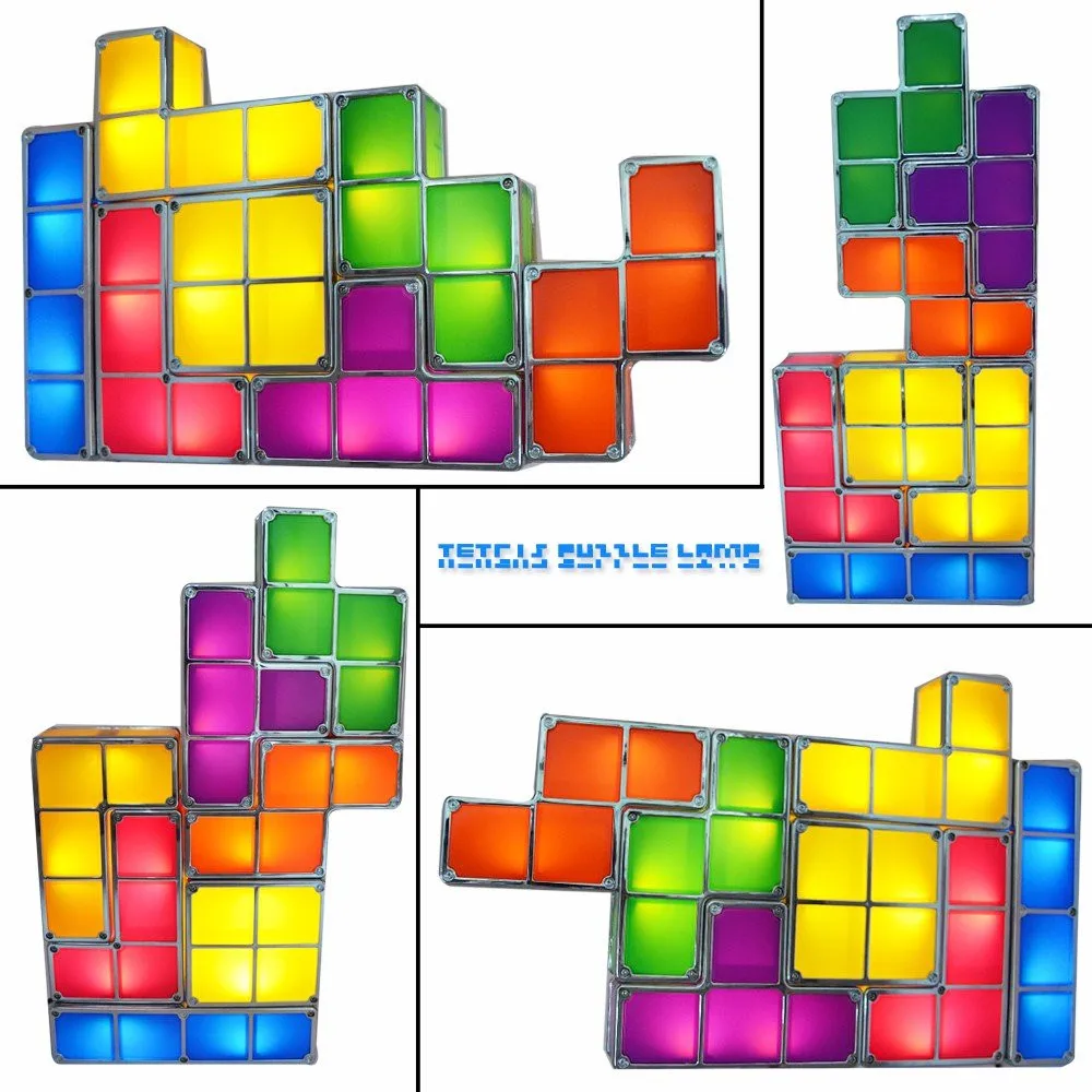 DIY Tetris светильник-головоломка, Штабелируемый светодиодный настольный светильник, конструктор, блок, Ночной светильник, ретро игровая башня, детский Красочный светодиодный светильник