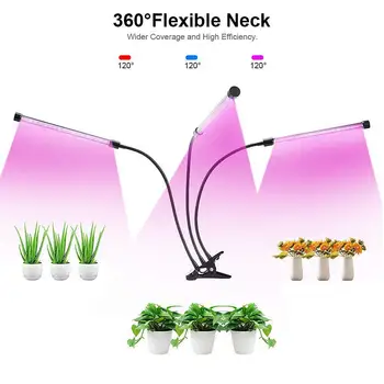 

LED 5V 27W USB Grow Light Bulb with Red Blue Spectrum Adjustable 3-Head Timer Plant Grow Lamp for Indoor Plants