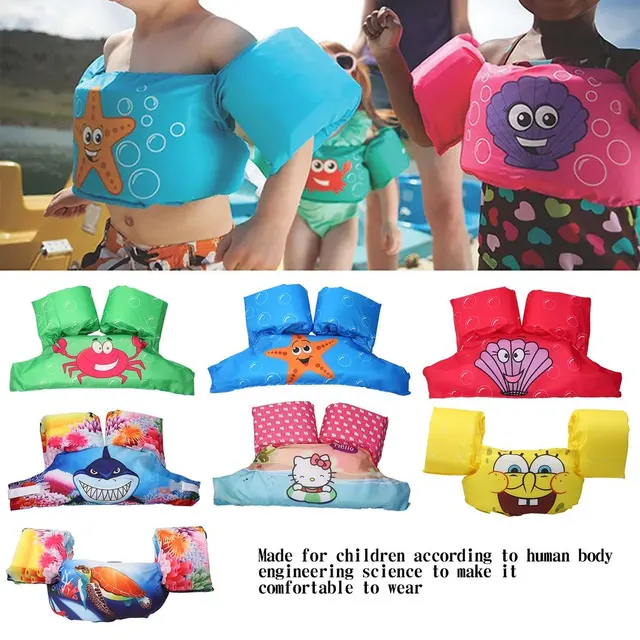 Best Price Toddler Life Jacket Kids Swim Vest Arm Bands Swimming Pool Wear Float Kids Swimwear Bubble Swimsuit Eco-friendly PVC New