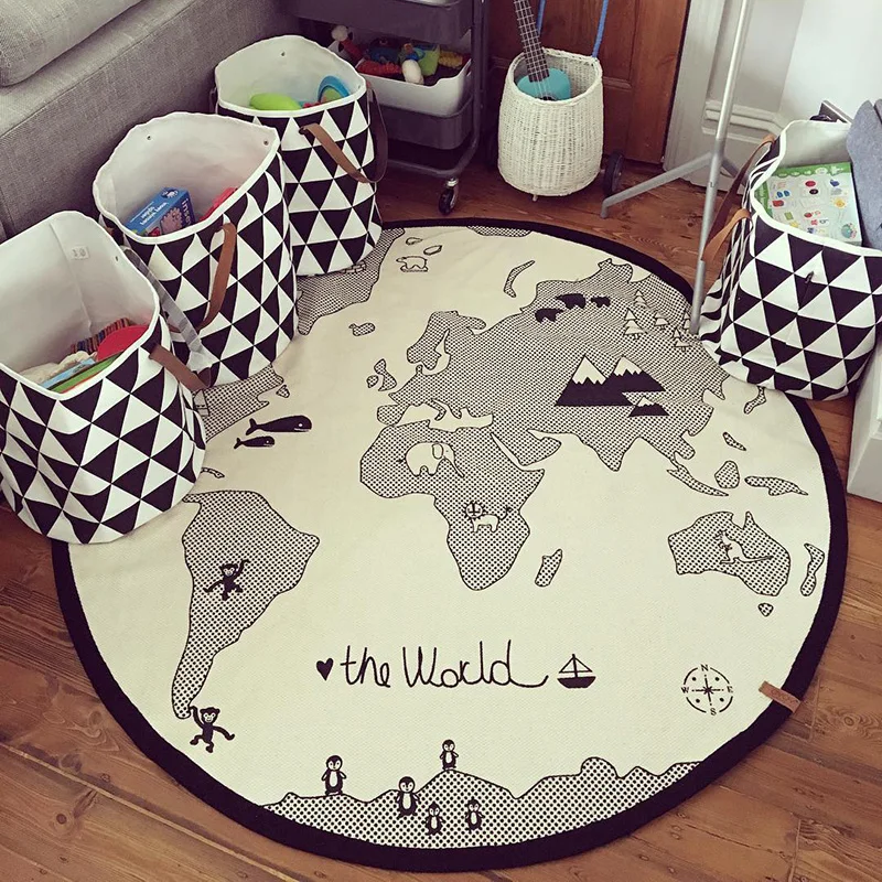 750g Baby Game Blanket World Map Soft Canvas Play mat Infant Kids World