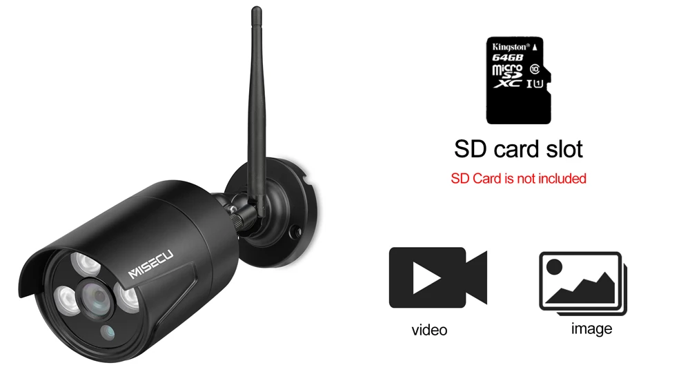 MISECU 1080P Домашняя безопасность Wifi IP аудио камера наружная беспроводная с MiscroSD слотом для SD карты Onvif P2P электронная почта Push ночное видение