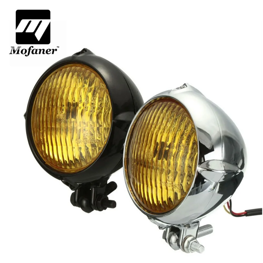 Buy New Chrome Black Motorcycle 4 inch Yellow Light