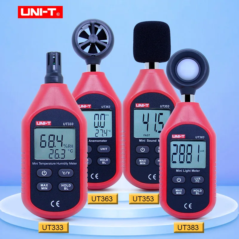 UNI-T, мини-светильник, Цифровой Люксметр UT333 UT353 UT363 UT383, цифровой термометр, гигрометр, измеритель уровня звука, анемометр