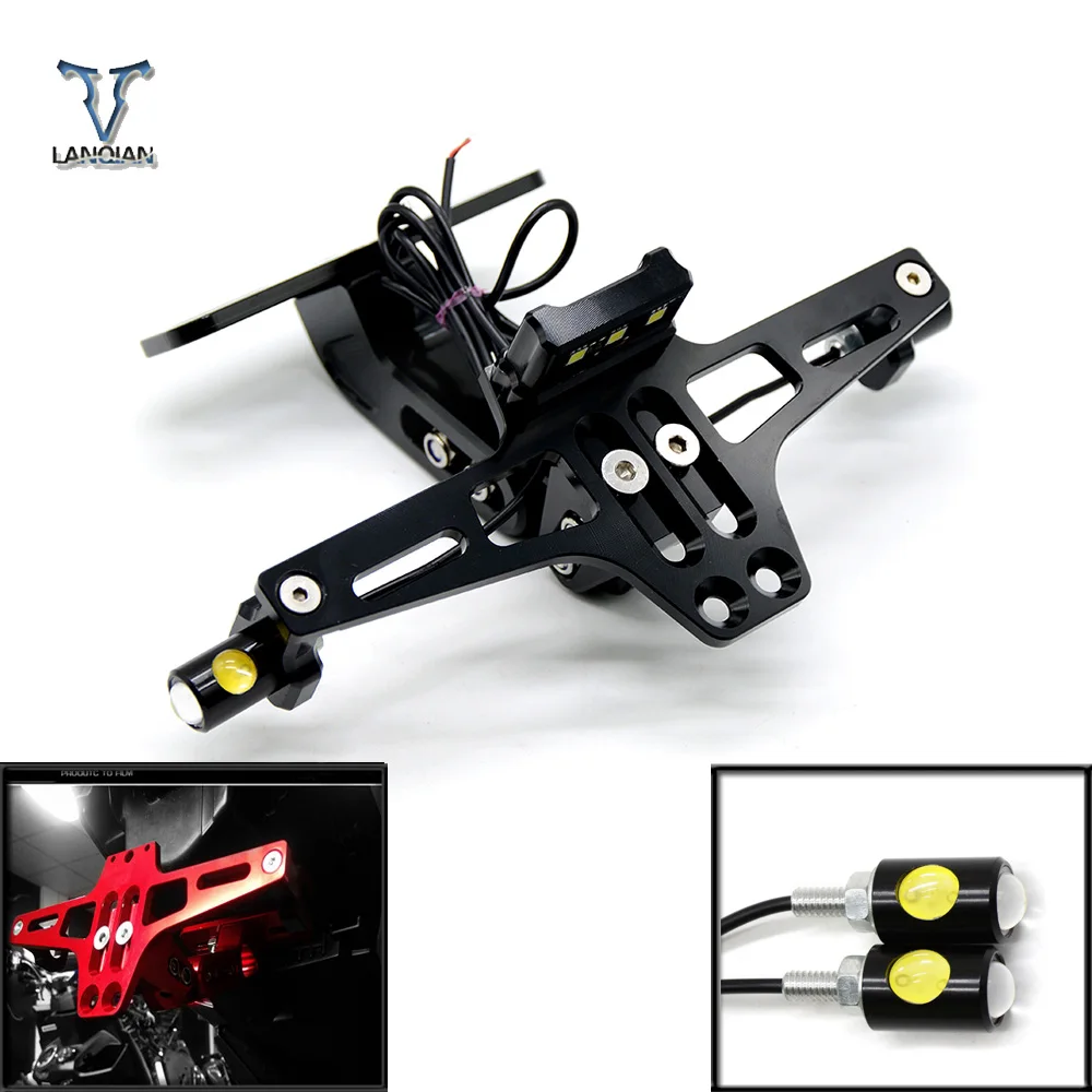 For YAMAHA YZF R3 R6 R25 MT25 MT03 MT07 Motorcycle Fender Eliminator Registration Bracket License Plate turn sigals LED