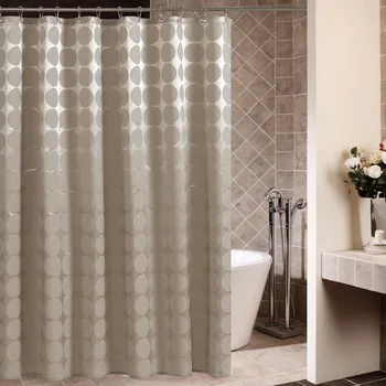 

DUNXDECO Shower Curtain Bathroom Waterproof Cortinas Modern Simple Mocha Round Circle Print Polyester Fabric Rideau Home Decor