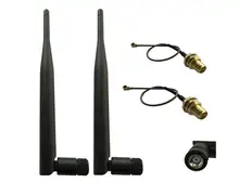 2.4GHz 6dBi Indoor Omni-directional Antenna 802.11n/b/g RP-SMA Female Connector + 2 x 15cm U.FL Mini PCI to RP-SMA Pigtail Anten