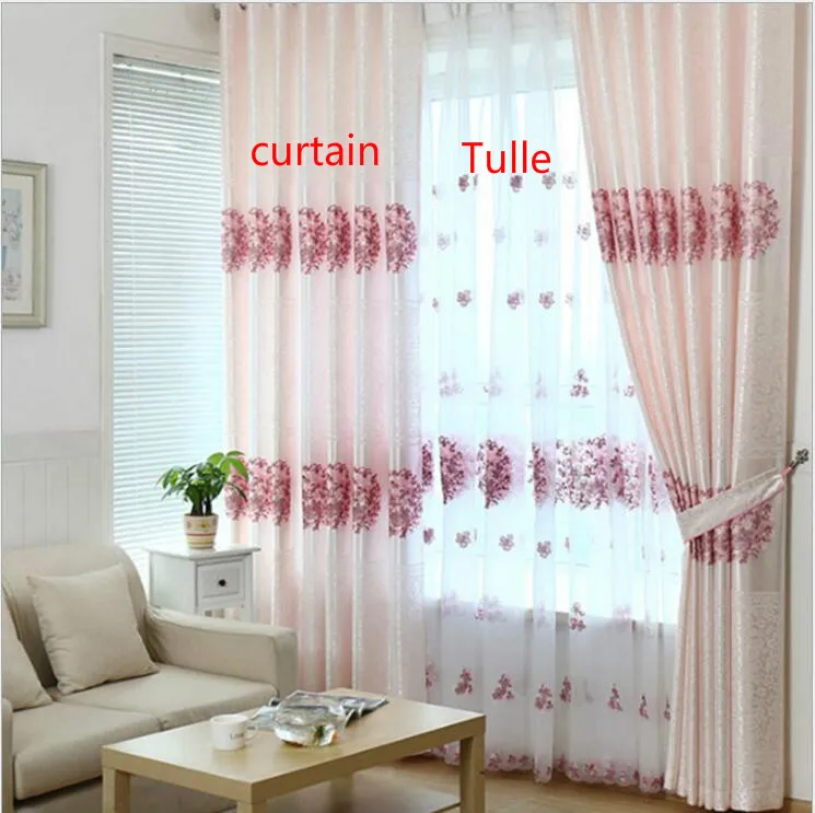 Высококачественная полиэфирная ткань, занавески/Тюль, розовые вышитые свадебные занавески для спальни, китайские Классические занавески для дома