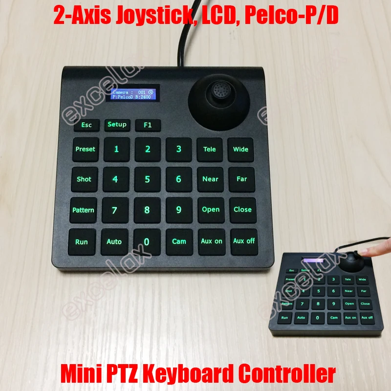 

Mini 2D Joystick CCTV Keyboard Controller High Speed Dome Camera Pan Tilt Zoom PTZ Control Keypad Pelco P/D Protocol RS485