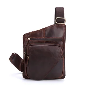 

Nesitu High Quality Chocolate Brown Vintage Thick Durable Genuine leather Men Chest Bags Men Messenger Bags Cowhide #M214