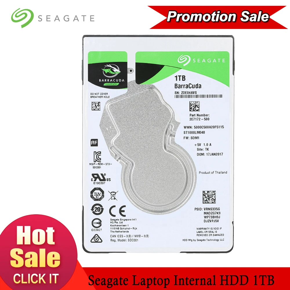 Seagate 1TB Laptop HDD Internal Hard Disk Drive 2.5" HDD 1TB 7mm
