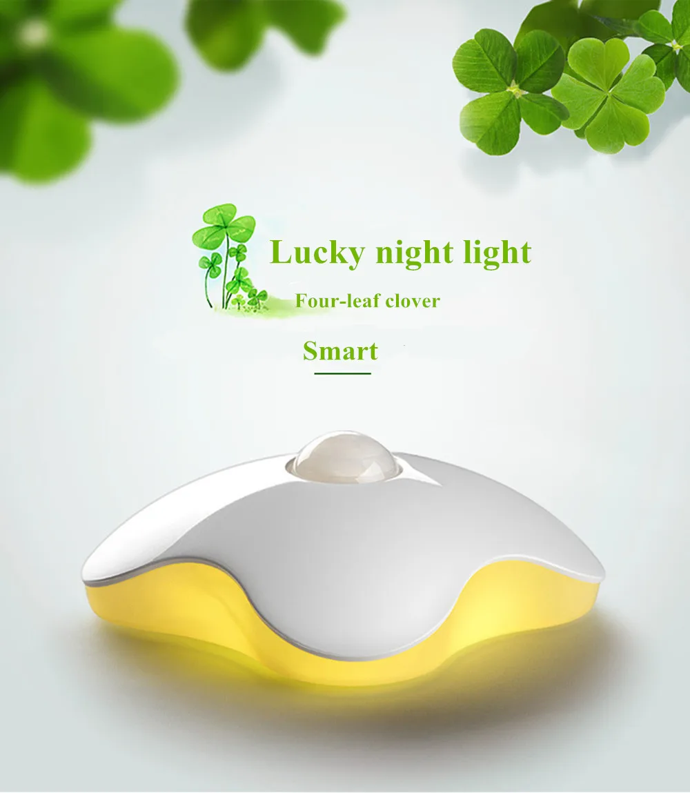 SuperNight Four-leaf clover Lucky LED Night Light Rechargeable Motion Sensor Corridor Stairs Bedroom Smart Home Wall Table Lamp (20)