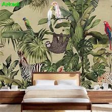 Юго-Восточной Азии стиль ручная роспись попугай салон ТВ фон обои тропический дождь лес 3d завод ресторан росписи