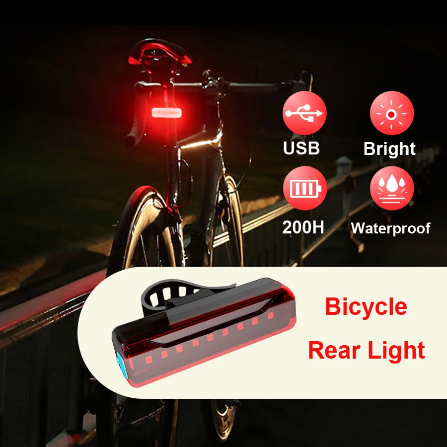 Newboler 2600 Mah Led Taillight Bicycle Usb Rechargeable Safety Warning Light Bike Rear Tail