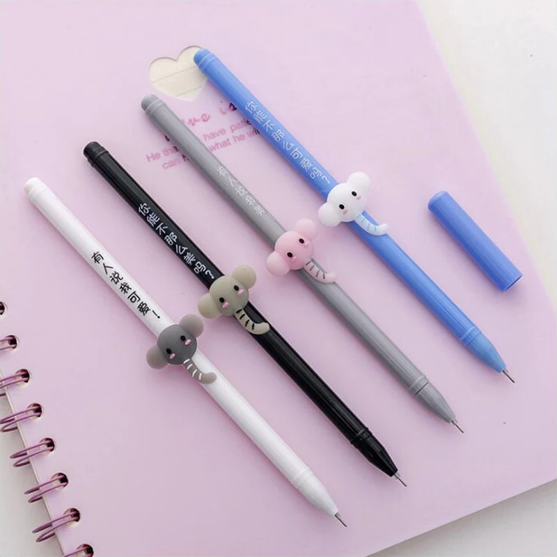 

Colored Unique Elephant Shape Gel Pen DIY Office Stationery and School Supplies Smooth Writing Black and Blue Ink 0.5mm Pen 4PCS