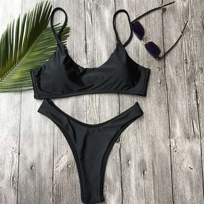 Sexy Bikinis Women Swimsuit 2018 Summer Two-Piece Bathing Suits Push Up Bikini Solid Swimwear Women Beach Wear J20#F (12)