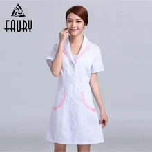 Женский короткий рукав v-образный вырез Регулируемая талия длинный лабораторный халат медицинская форма доктор Nusre одежда салон красоты Рабочая форма
