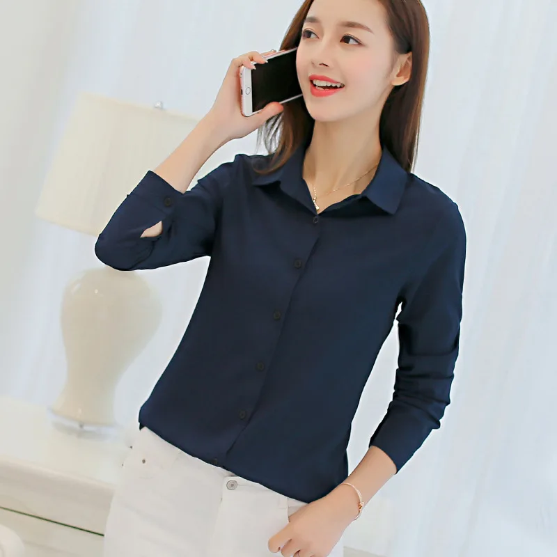 

Blouse Women Chiffon Office Career Shirts Tops 2018 Fashion Casual Long Sleeve Blouses Femme Blusa