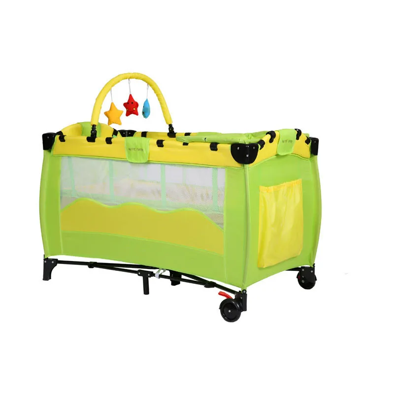Зеленый hralth& Sfe, рисунок из мультфильма, детская кроватка полка экспортирует высокого профиля для малышей в европейском стиле складной детский манеж детская кровать с посылка