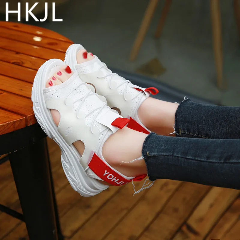 Новинка лета 2019 женские сандалии HKJL для спорта и отдыха на плоской подошве с