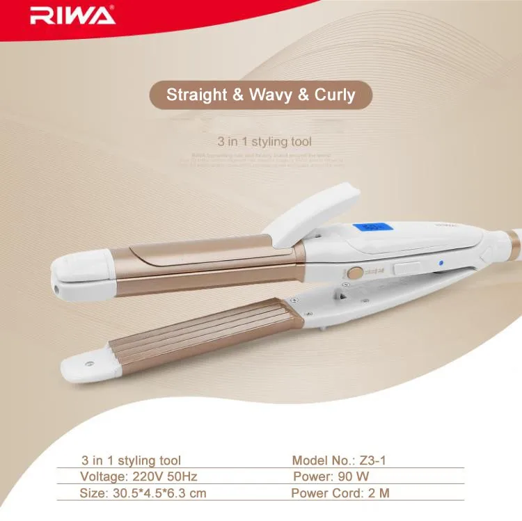 Riwa 3в1 щипцы для завивки Инструменты для укладки волос прямые волосы для завивки кукурузы 30 мм Диаметр цифровой температуры Турмалин Керамика