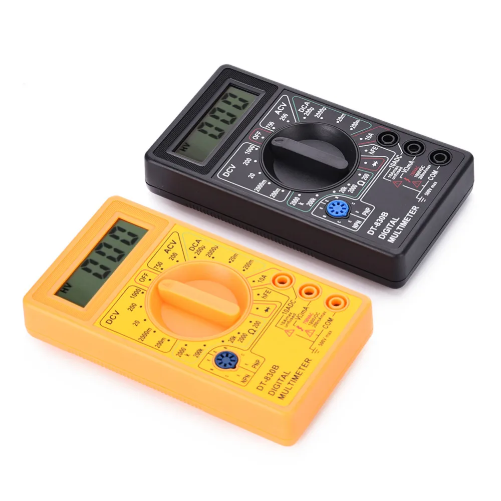 

Black/Yellow LCD Digital Multimeter AC/DC 750/1000V Voltmeter Ammeter Ohm Tester Meter Digital Multimeter DT830B