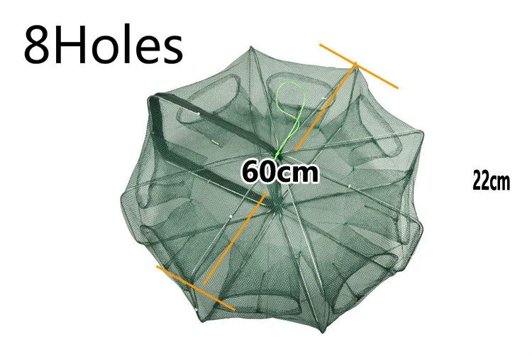 6-16 отверстие сложенная рыболовная сеть креветка клетка нейлон Ловушка рыболовная сеть Клетка Краб приманки литая сетка литая Складная рыболовная сеть