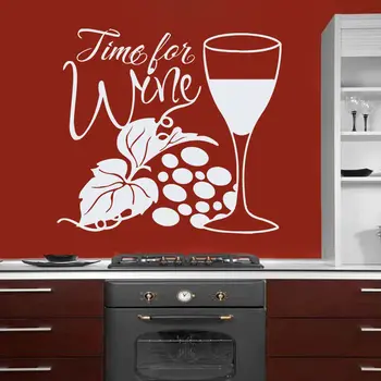

Wall Decals Quote Time For Wine Decal Grapes Wine Vinyl Sticker Kitchen