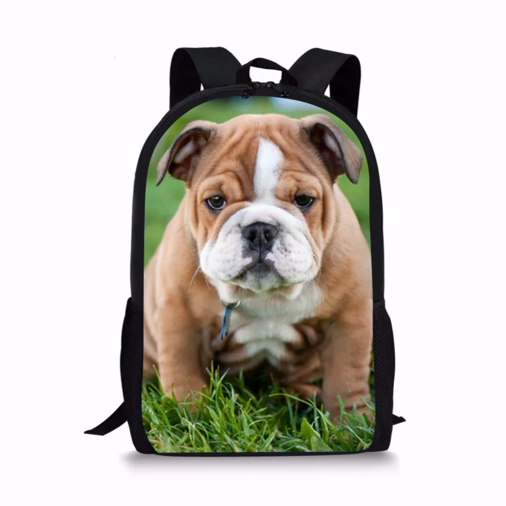 England Bulldog Lovely Puppy Pug Children Primary School Bags for Girls