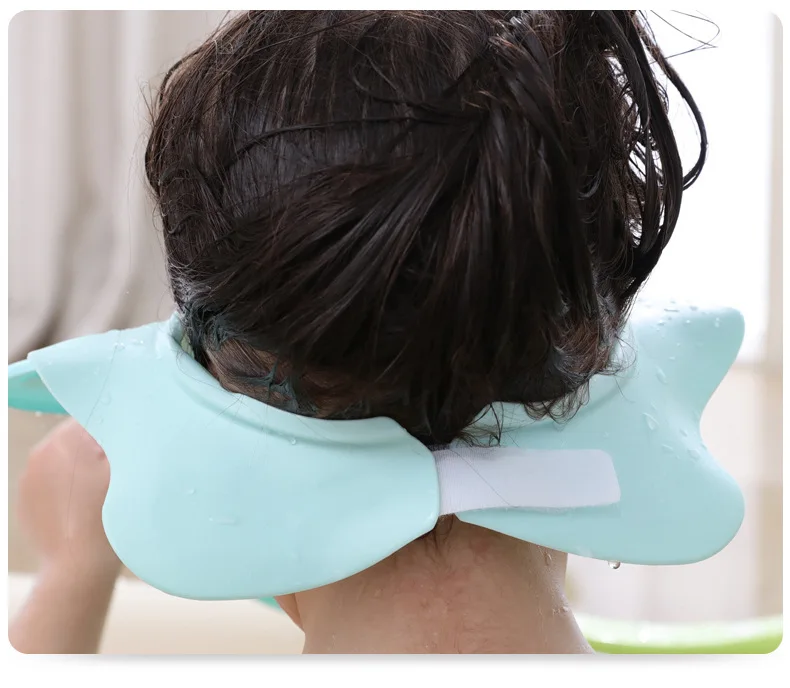 Регулируемый силиконовый детская шапочка для душа Дети козырек для Купания Шляпа защита глаза и уши мытье волос щит для детей водонепроницаемый колпачок