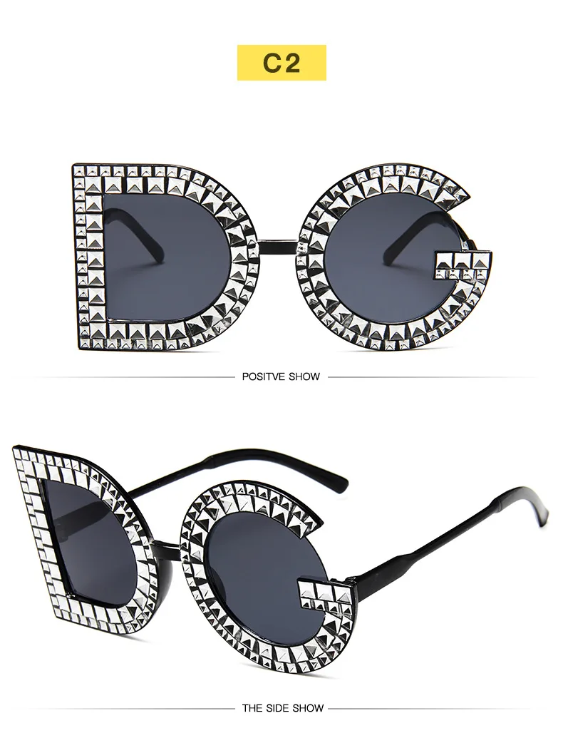 Модные Кристаллы и стразы круглые негабаритные солнцезащитные очки Брендовые Роскошные DG солнцезащитные женские модные солнцезащитные очки для женщин вечерние