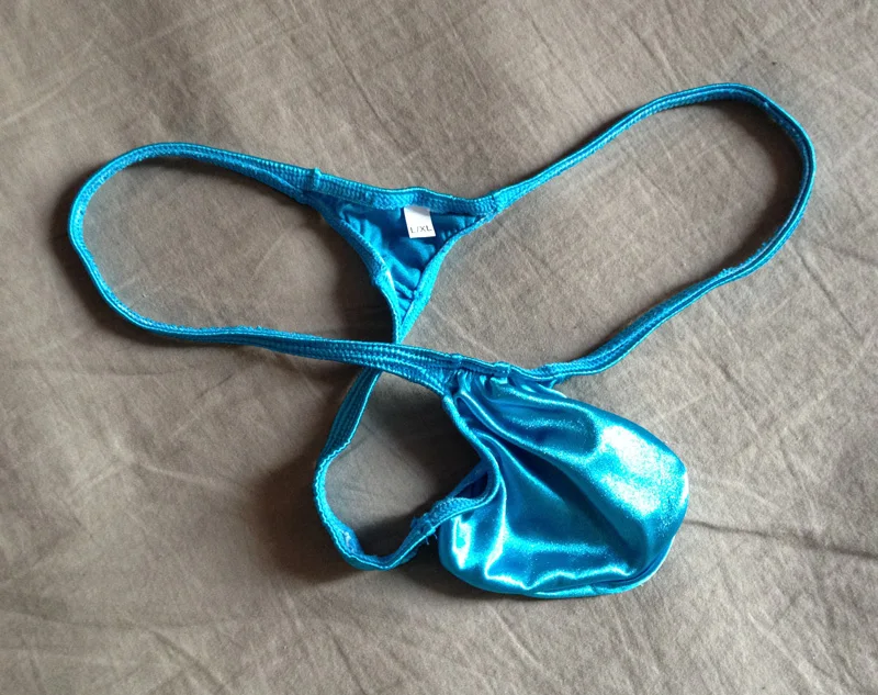 Men's Shiny Satin Knit Grape Smugglers String Thong Contoured Pouchin