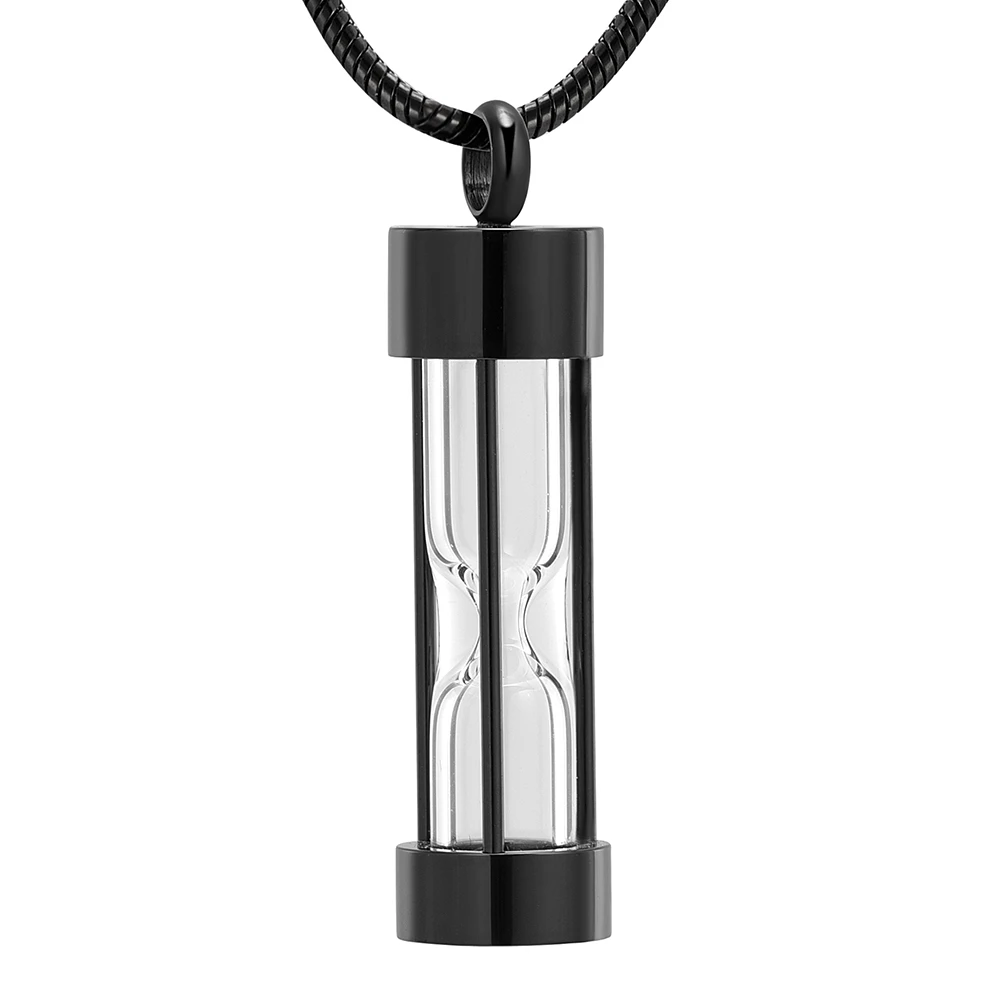 Black Hourglass Cremation Jewelry Pendant Stainless Steel Cylinder Black Hourglass Cremation Jewelry Pendant Stainless Steel Cylinder