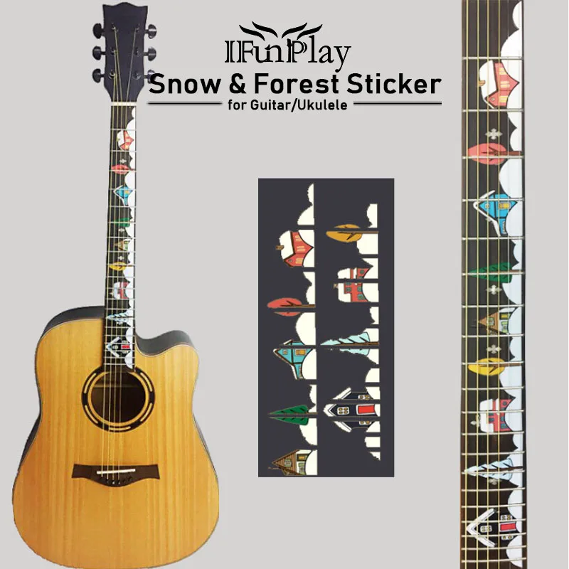 

Newest DIY Guitar Fingerboard Inlay Sticker Snow and Forest Guitar Neck Sticker for Electric Acoustic Guitarra Ukulele