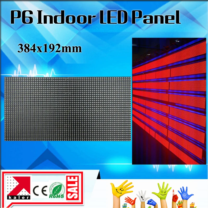 

TEEHO Factory Wholesale Price Indoor LED P6 LED Display Module 384*192mm, 64x32 pixels / scrolling LED sign p6 led screen PANEL