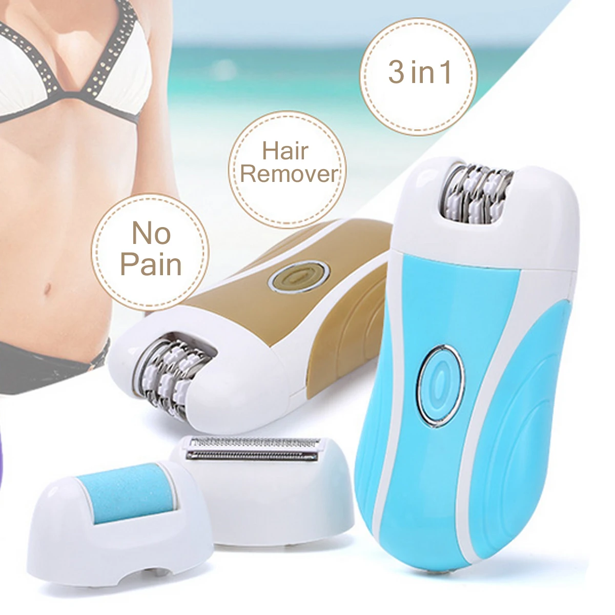 3 in 1 Body Hair Removal Electric Epilator Remover Shaving No Pain Shaver Callus