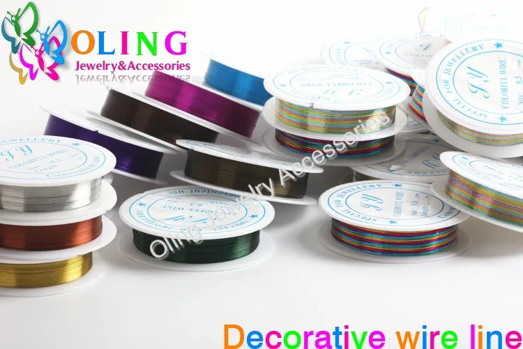 OlingArt 0.4MM 12M/Roll Wire Line Mixed Multicolor Plated Beaded Crafts DIY Choker Bracelet Necklace Jewelry Making OlingArt 0.4MM 12M/Roll Wire Line Mixed Multicolor Plated Beaded Crafts DIY Choker Bracelet Necklace Jewelry Making