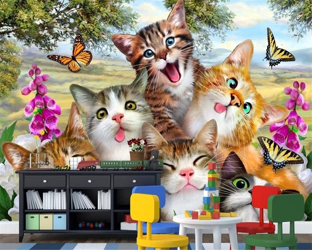 Classic fashion Cute cartoon group animals on meadow like children's room  backdrop decorative painting 3d wallpaper Beibehang|painting wall  paper|fashion wall paperwall paper - AliExpress