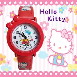 2019 последние предпродажа детям смотреть мультфильм рисунок «Hello Kitty» кошка детские часы для подарок для девочек часы кожаные ремни