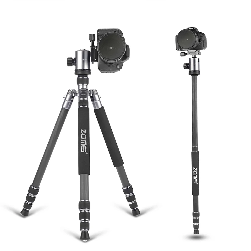 

ZOMEI tripod 5 colors Z818C Professional Travel Carbon Fiber camera tripod Monopod&Ball head with case for DSLR Canon camera