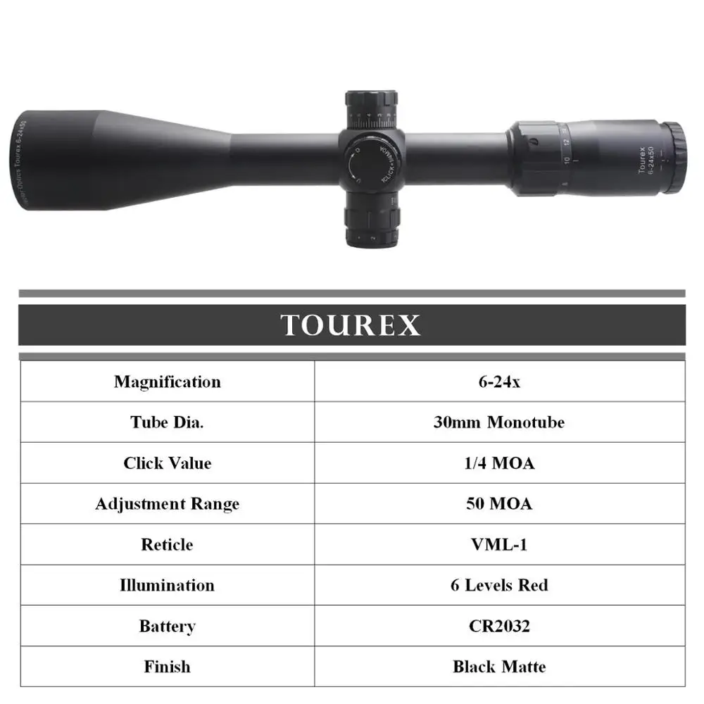Оптический прицел Vector Optics Tourex 6 24x50 FFP оптический с фокусным расстоянием для охоты