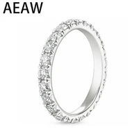 AEW 14k White Gold 1.8mm DEF Color CVD HPHT Lab Grown Diamond Eternity Wedding Band  for Women Ladies Ring 1