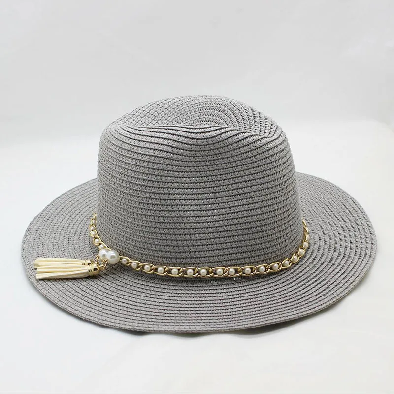 

SUOGRY Summer Unisex Sun Hat Casual Vacation Panama Straw Hat Women Wide Brim Beach Jazz Men Hats Foldable Chapeau