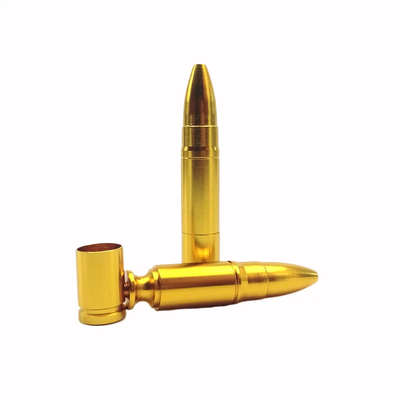 

1 Pcs Bullet Metal Pipes Creative Smoking Pipe Smoke Herb Gold Tobacco Pipe Narguile Grinder Tobacco Pipes & Accessories