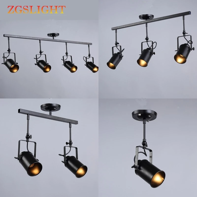 Nordic Loft Led Track Pendant Light Vintage Industrial Black Spot Hanging Light Lustre Bedroom Bar Living Room Lamp Scandinavian