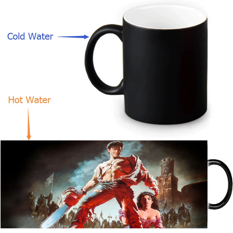 

Birthday gift Army of Darkness Movie morphing coffee mugs Custom morph mug heat changing color transforming Tea Cup