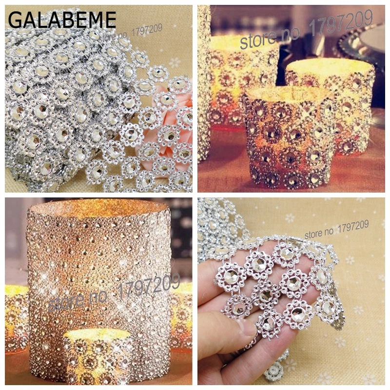 1yard Silver Flower Diamond Mesh Rustic Wedding Centerpieces