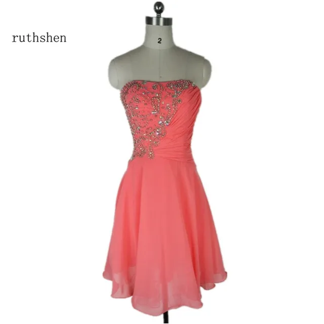 ruthshen Grade 8 Graduation Dresses Cheap 2018 Strapless Beads Short